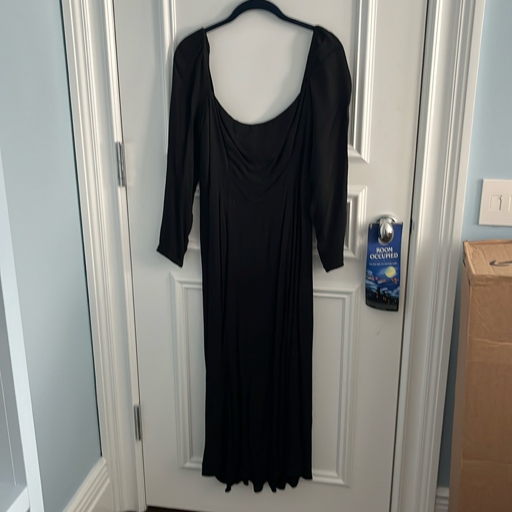 Square Neck Black Reformation Formal Midi Dress